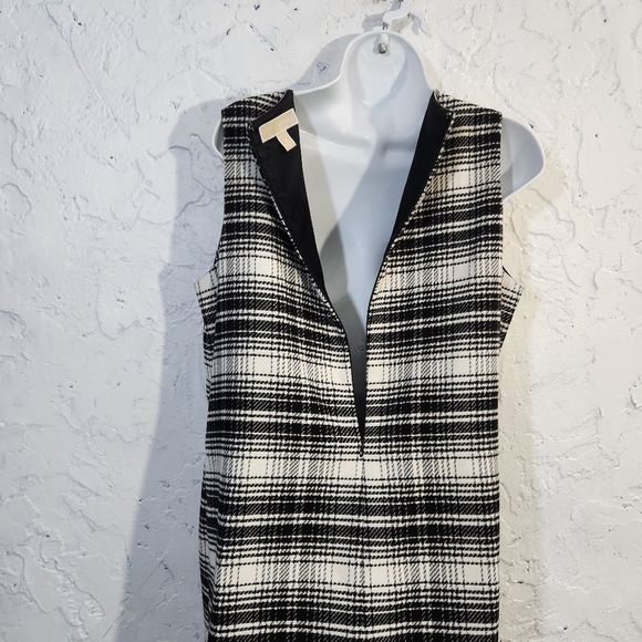 5x$25 Michael Kors  sleeveless mini black white / cream plaid dress size 10 - Picture 6 of 16